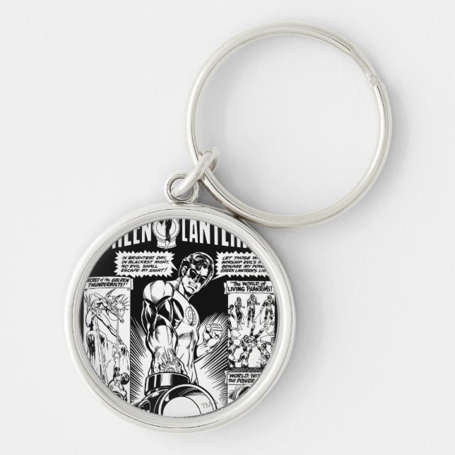 Green Lantern  - Green Shaded Comic, Black and Whi Key Ring (Front)
