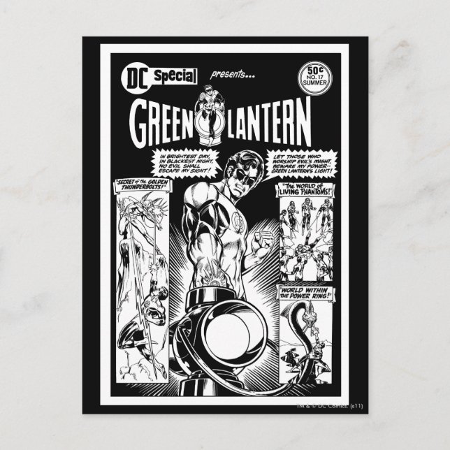 Green Lantern  - Green Shaded Comic, Black and Whi Postcard (Front)