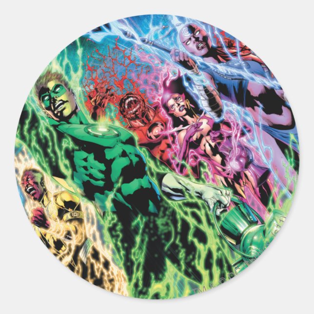 Green Lantern Group - Colour Classic Round Sticker (Front)