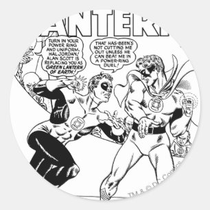 Green Lantern in the ring, Black and White Classic Round Sticker