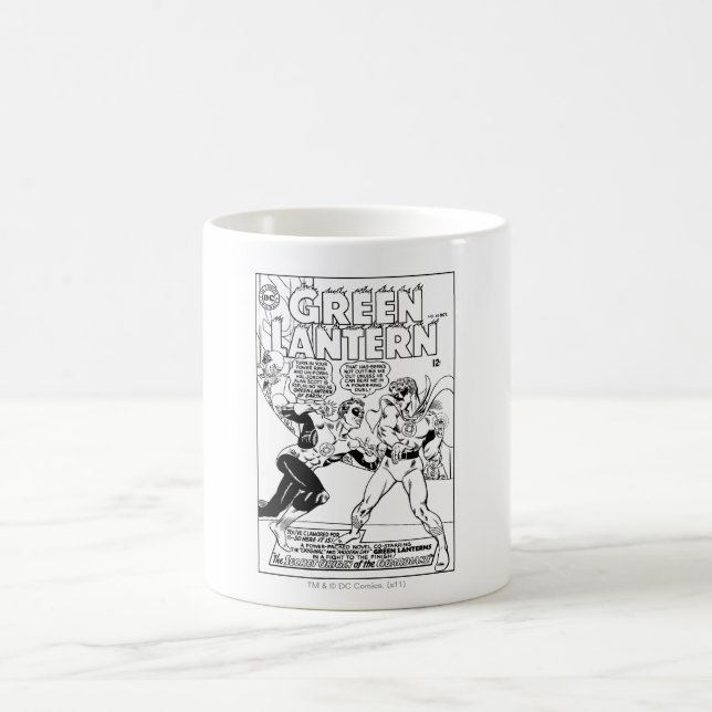 Green Lantern in the ring, Black and White Coffee Mug (Center)