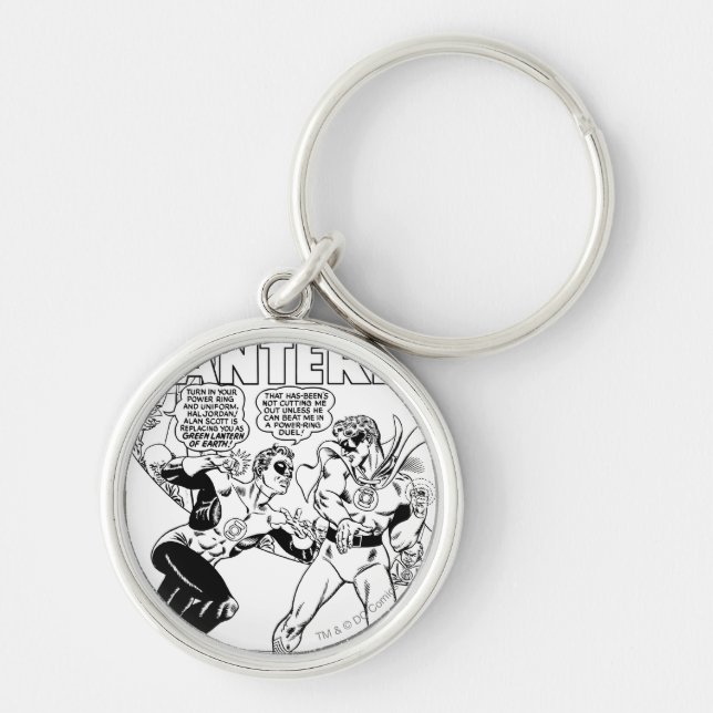 Green Lantern in the ring, Black and White Key Ring (Front)