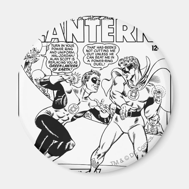 Green Lantern in the ring, Black and White Magnet (Front)