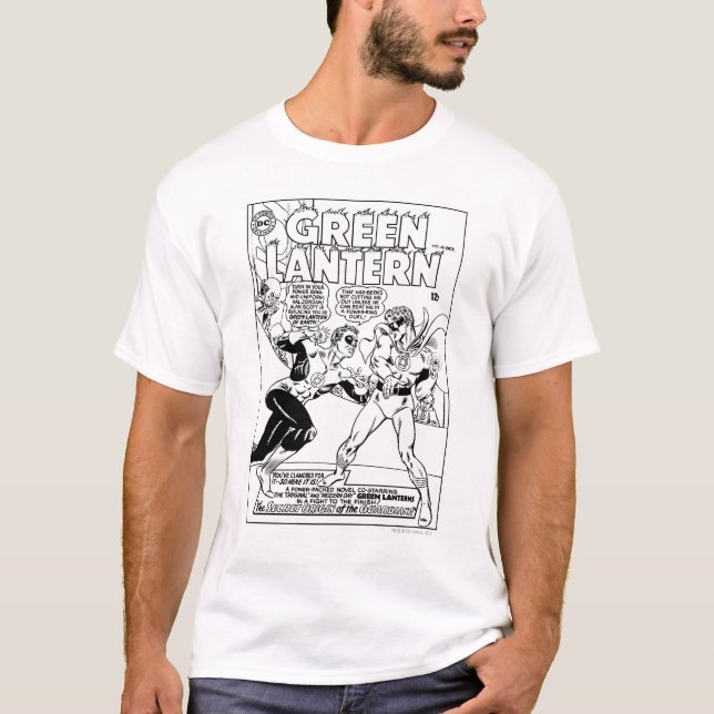 Green Lantern in the ring, Black and White T-Shirt (Front)