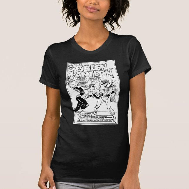 Green Lantern in the ring, Black and White T-Shirt (Front)