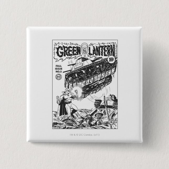 Green Lantern in the trenches, Black and White 15 Cm Square Badge (Front)