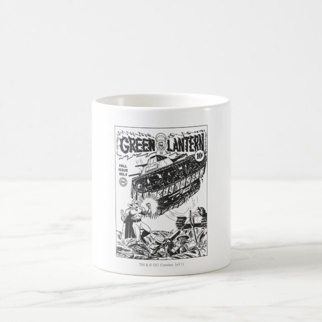 Green Lantern in the trenches, Black and White Coffee Mug (Center)