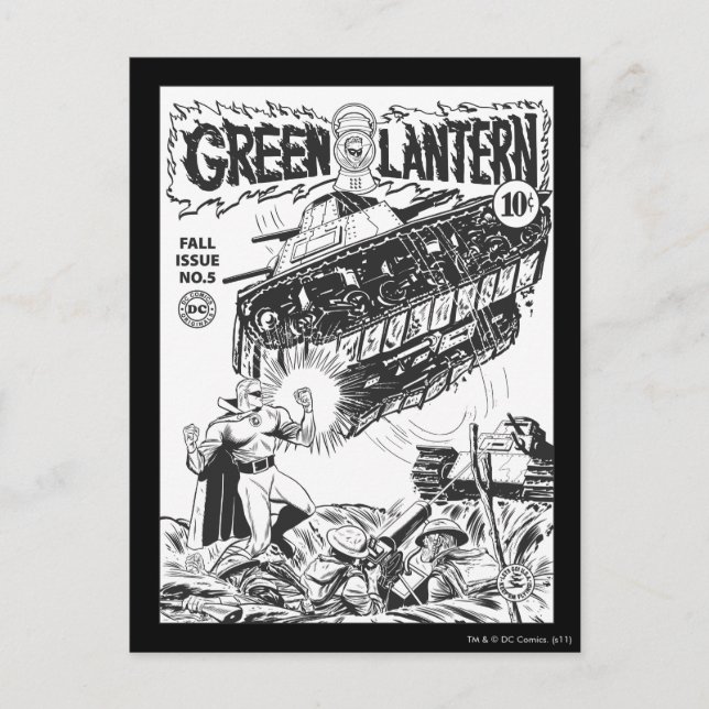 Green Lantern in the trenches, Black and White Postcard (Front)