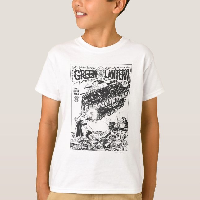 Green Lantern in the trenches, Black and White T-Shirt (Front)