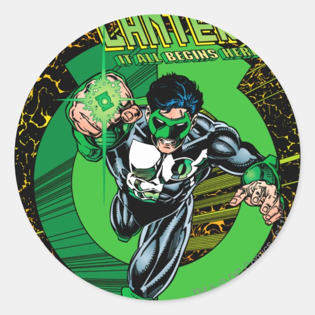 Green Lantern - It all begins here Classic Round Sticker (Front)