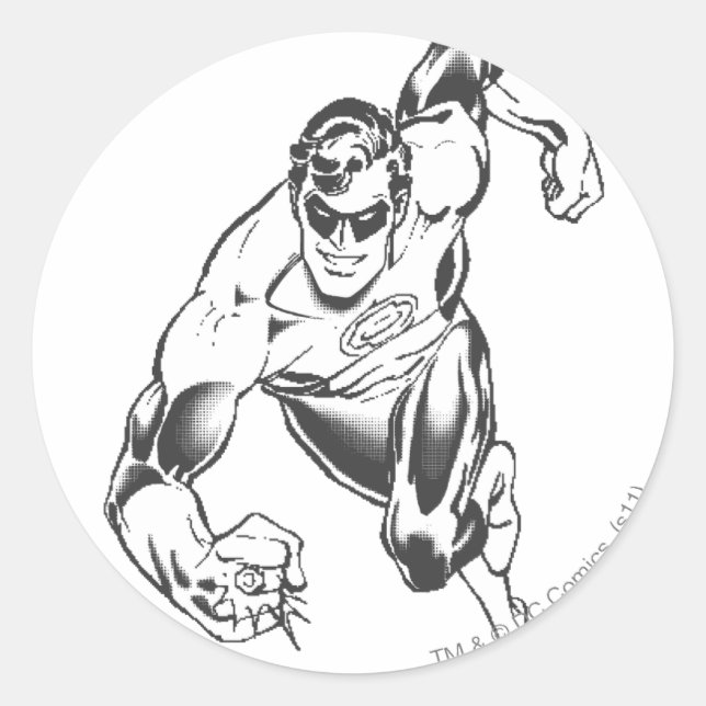 Green Lantern Leaps Forward Classic Round Sticker (Front)