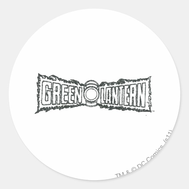 Green Lantern Letters BW Classic Round Sticker (Front)