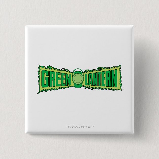 Green Lantern Logo with Lantern 15 Cm Square Badge (Front)
