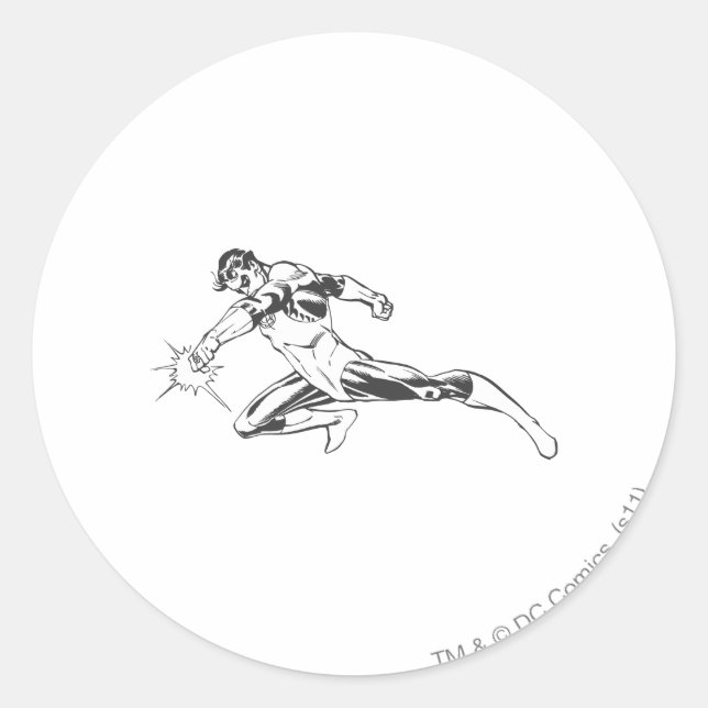 Green Lantern Lunges Down Classic Round Sticker (Front)