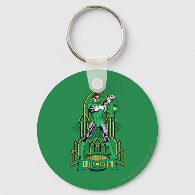 Green Lantern on decorative background Key Ring (Front)