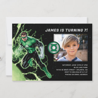 Green Lantern Photo Birthday Invitation