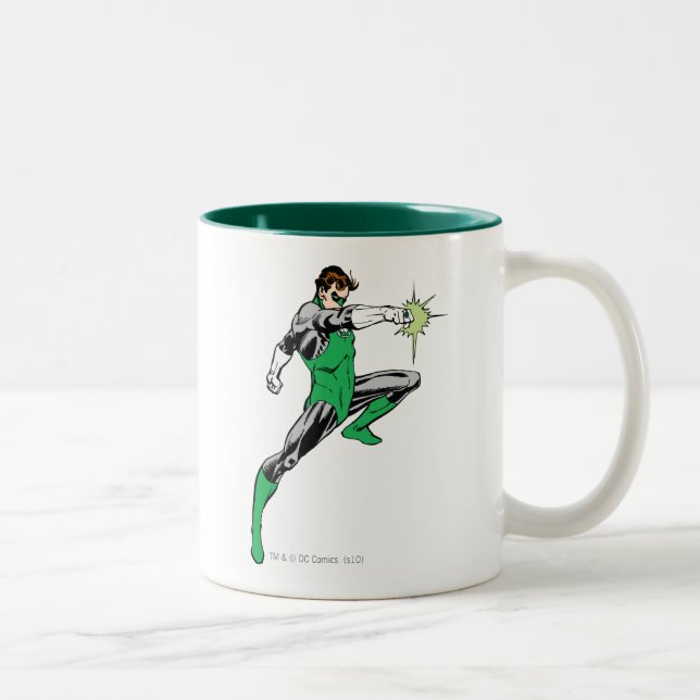 Green Lantern Pointing Ring Two-Tone Coffee Mug (Right)