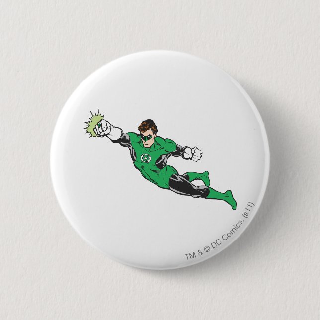 Green Lantern Punches 6 Cm Round Badge (Front)