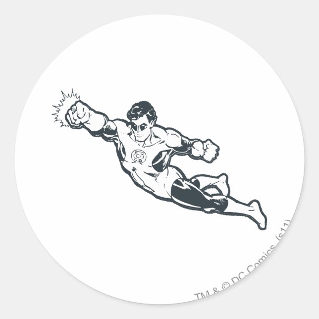 Green Lantern Punches BW Classic Round Sticker (Front)