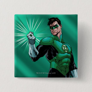 Green Lantern & Ring 15 Cm Square Badge
