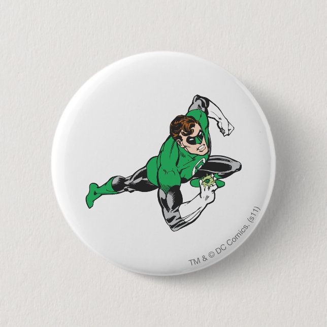 Green Lantern Runs 6 Cm Round Badge (Front)
