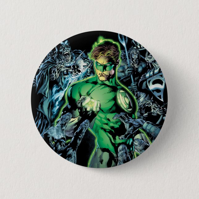 Green Lantern Surrounded - Colour 6 Cm Round Badge (Front)