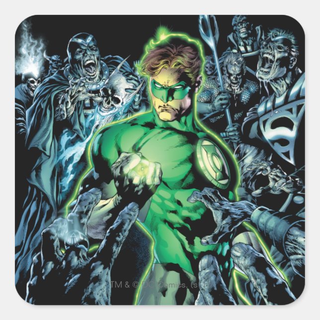 Green Lantern Surrounded - Colour Square Sticker (Front)