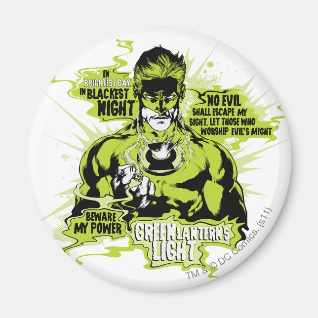 Green Lantern Text Collage - Colour Magnet (Front)