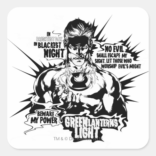 Green Lantern Text Collage Square Sticker (Front)