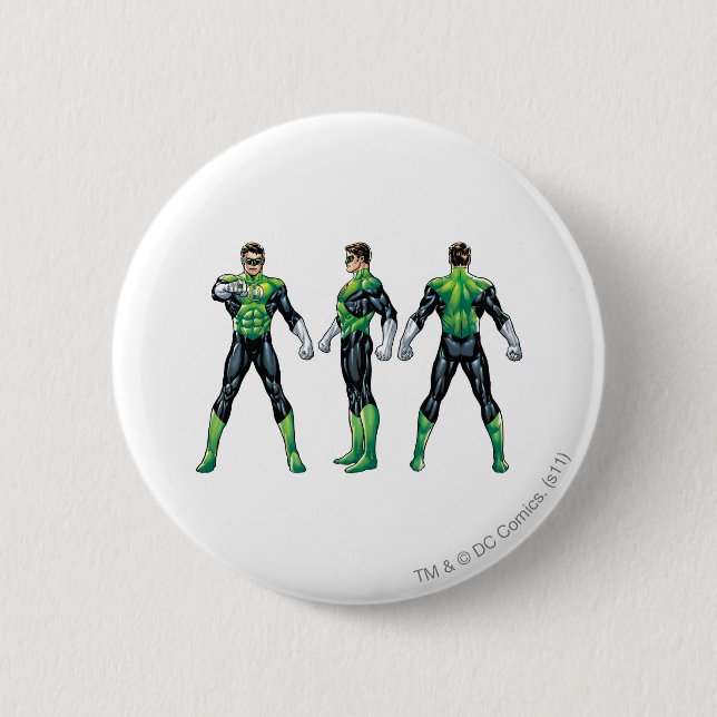 Green Lantern Three Views 6 Cm Round Badge (Front)
