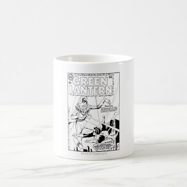 Green Lantern vs Clown, Black and White Coffee Mug (Center)