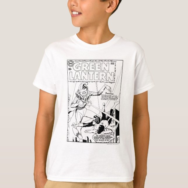 Green Lantern vs Clown, Black and White T-Shirt (Front)