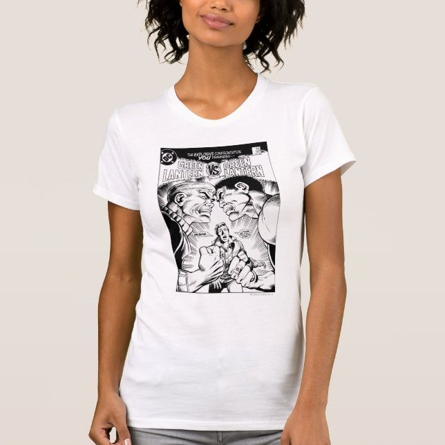 Green Lantern vs Green Lantern, Black and White T-Shirt (Front)