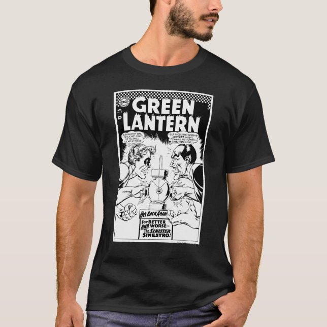 Green Lantern vs Sinestro, Black and White T-Shirt (Front)