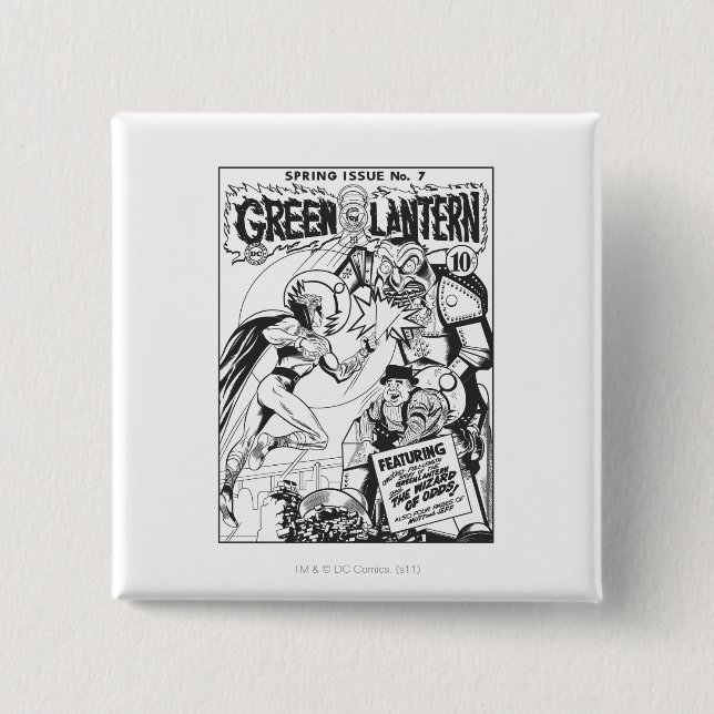 Green Lantern vs The Wizard of Odds, Black 15 Cm Square Badge (Front)