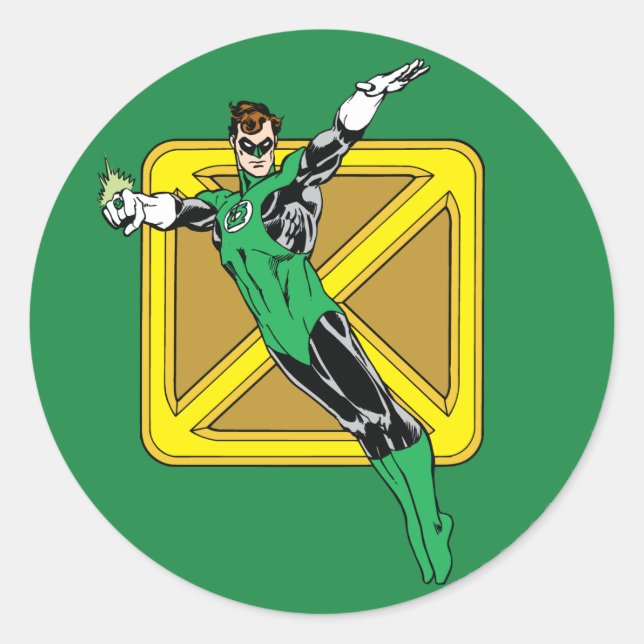 Green Lantern  with Background Classic Round Sticker (Front)