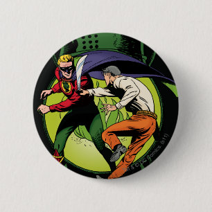 Green Lantern with cape in fight 6 Cm Round Badge