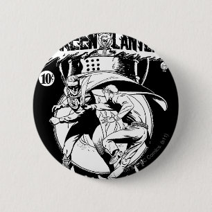 Green Lantern with cape in fight, Black and White 6 Cm Round Badge