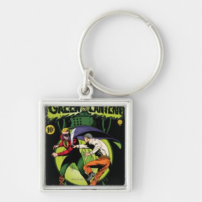Green Lantern with cape in fight Key Ring (Front)