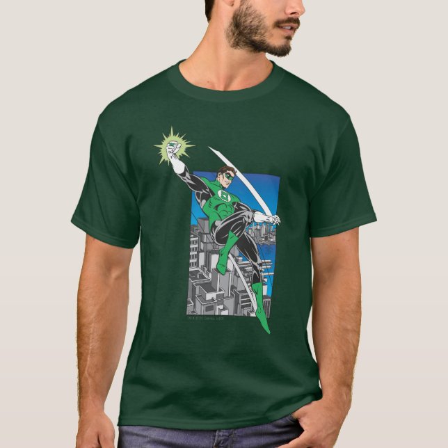 Green Lantern with City Background T-Shirt (Front)