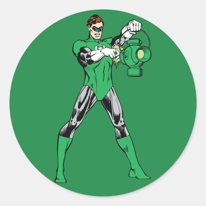 Green Lantern with Lantern Classic Round Sticker