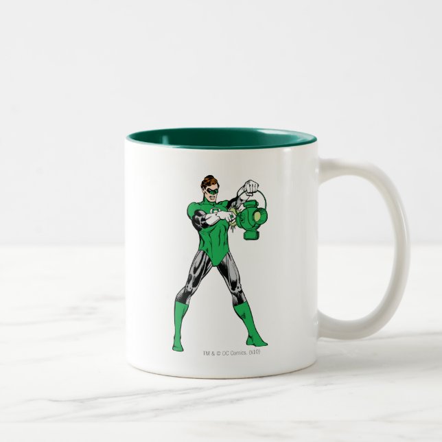 Green Lantern with Lantern Two-Tone Coffee Mug (Right)