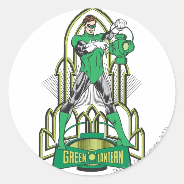 Green Lantern with Letters Classic Round Sticker (Front)
