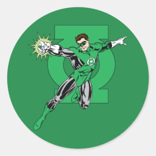 Green Lantern with Logo Background Classic Round Sticker