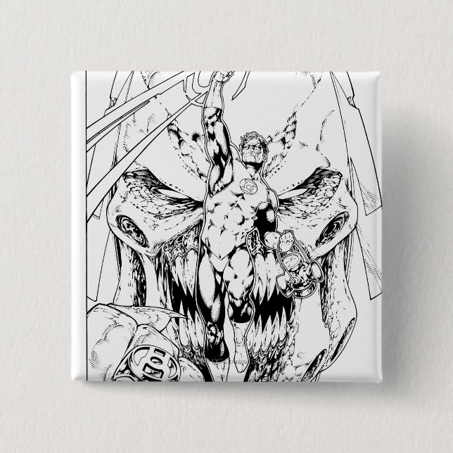 Green Lantern with stream of light 15 Cm Square Badge (Front)