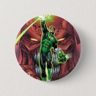 Green Lantern with stream of light - Colour 6 Cm Round Badge