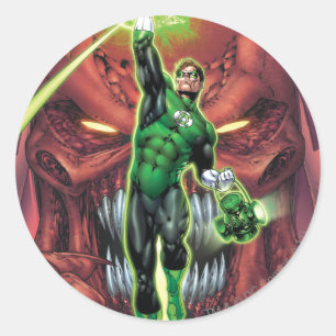 Green Lantern with stream of light - Colour Classic Round Sticker