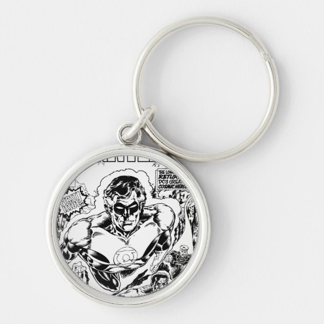 Green Lanterns Flying, Black and White Key Ring (Front)