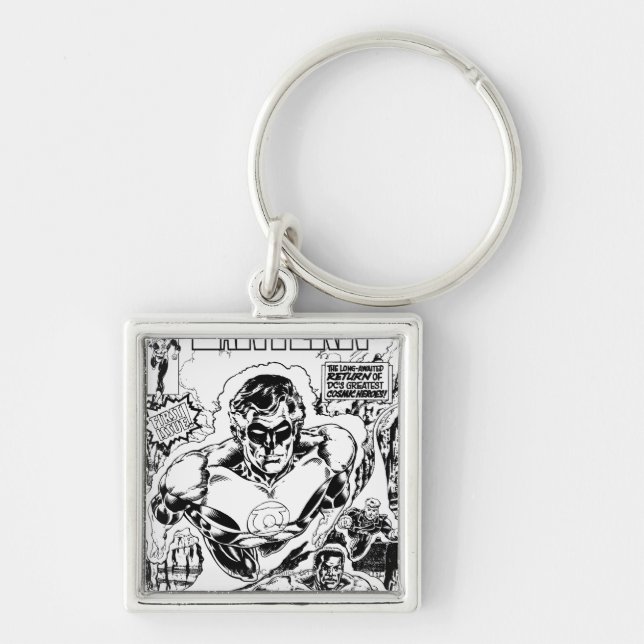 Green Lanterns Flying, Black and White Key Ring (Front)