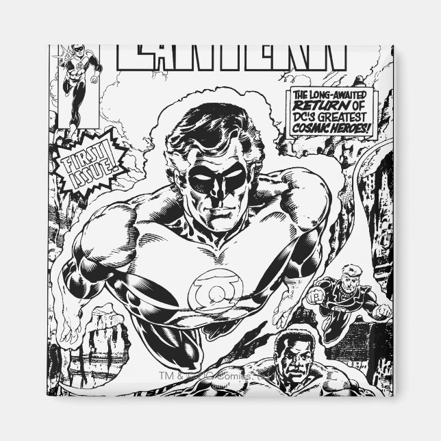 Green Lanterns Flying, Black and White Magnet (Front)